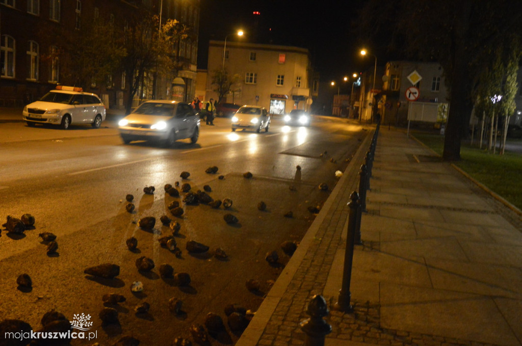 Zgubił buraki jadąc przez miasto