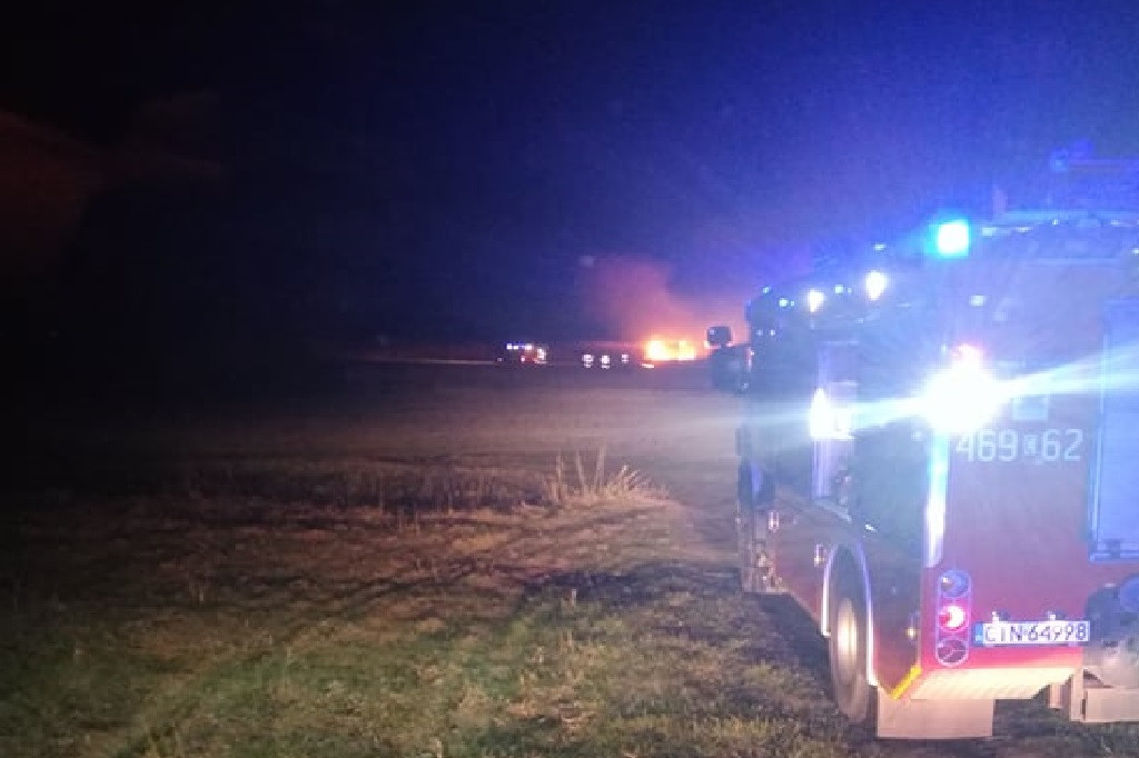 Pożar trzciny we Wróblach