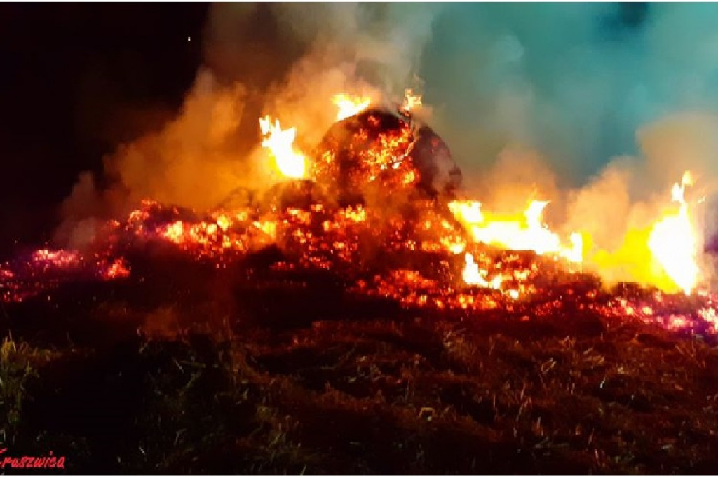 Pożar słomy w Bachorcach