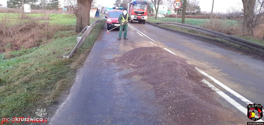 Na drodze wojewódzkiej rozsypały się 4 tony rzepaku