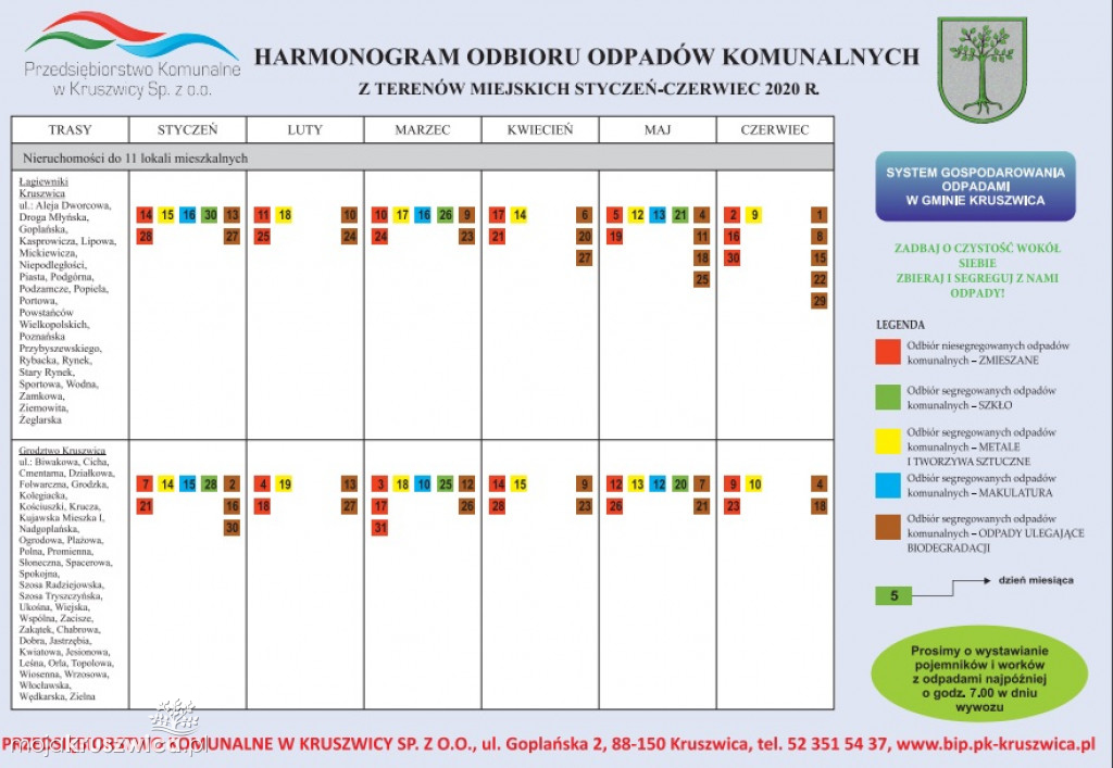 Harmonogramy wywozów odpadów