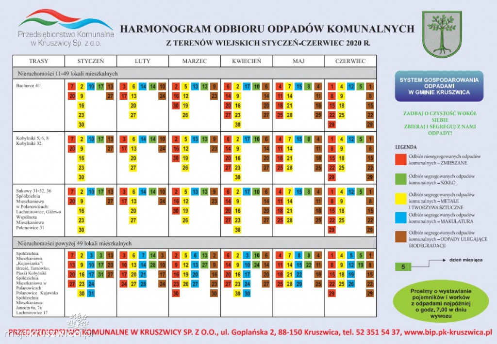 Harmonogramy wywozów odpadów