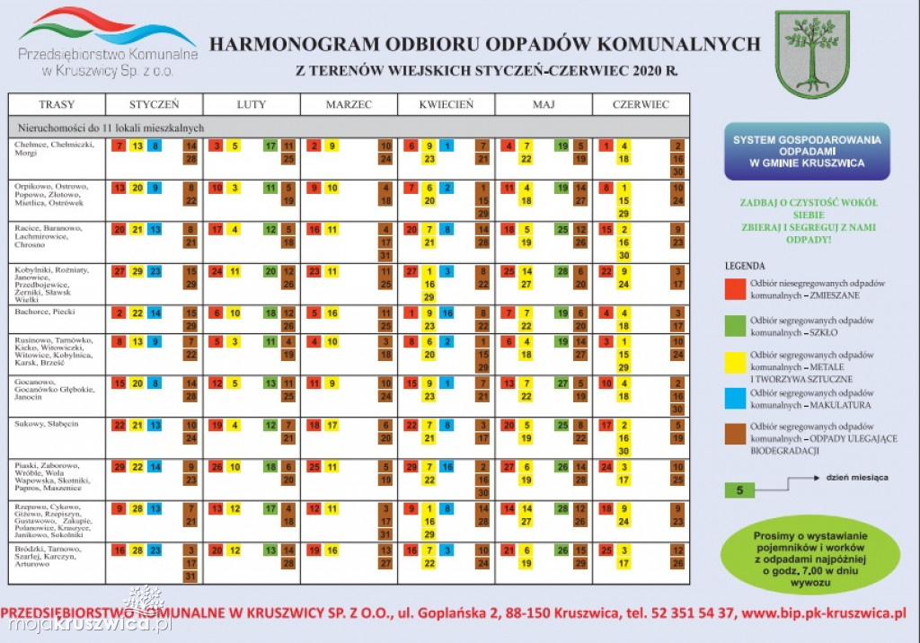 Harmonogramy wywozów odpadów