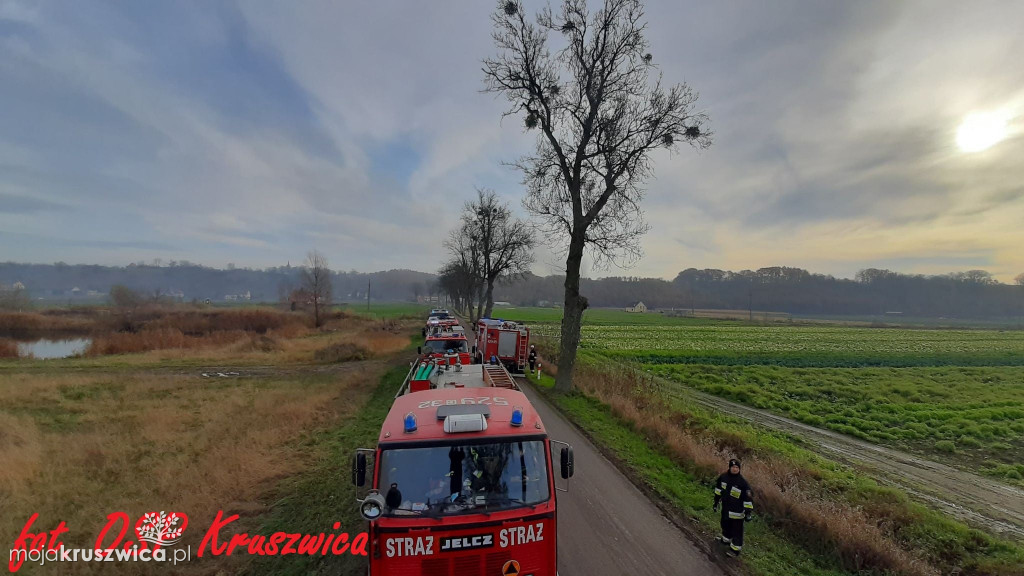 Strażacy z Kruszwicy obecni w akcji dogaszania pożaru składowiska opon