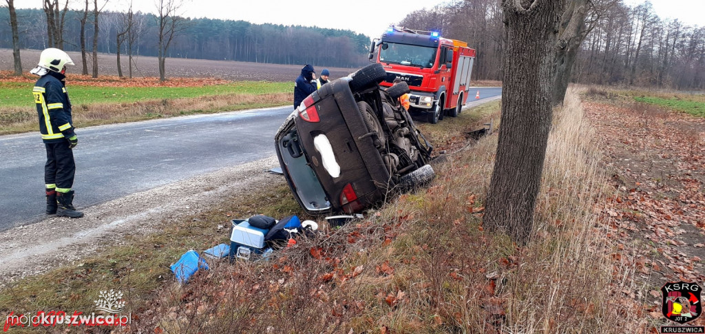  Konary. Samochód osobowy wypadł z drogi [ZDJĘCIA]