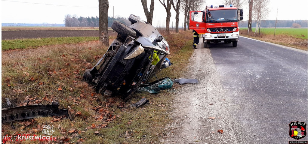  Konary. Samochód osobowy wypadł z drogi [ZDJĘCIA]