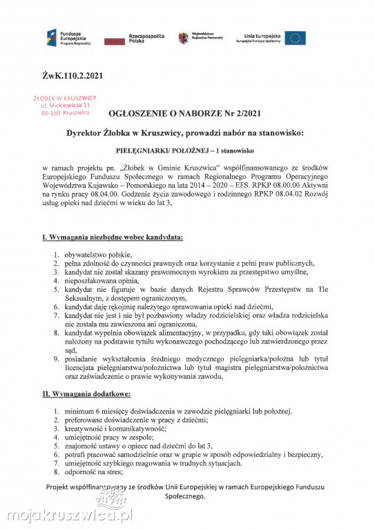 Żłobek w Kruszwicy potrzebuje opiekunów i pielęgniarki. Aplikować można do 15 marca