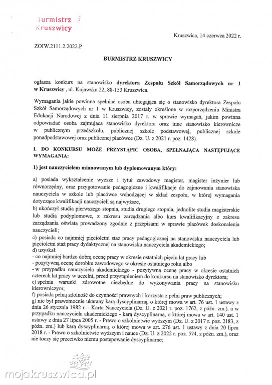 Konkursy na dyrektorów kruszwickich szkół. Dzisiaj mija termin składania ofert
