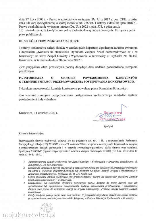 Konkursy na dyrektorów kruszwickich szkół. Dzisiaj mija termin składania ofert