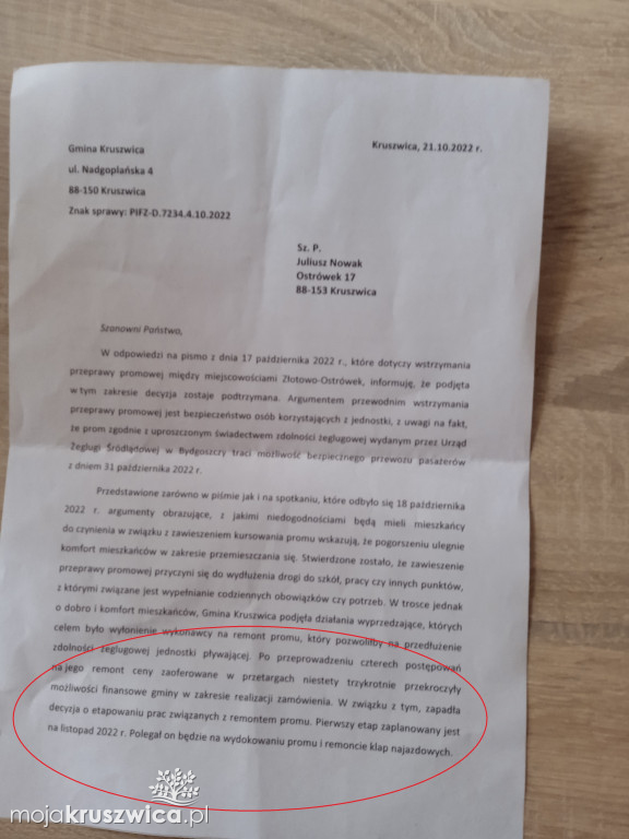 Mieszkańcy Ostrówka znów rozczarowani: Remont promu nadal nie ruszył