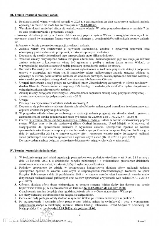 Jest zarządzenie Burmistrza Kruszwicy w sprawie otwartych konkursów ofert