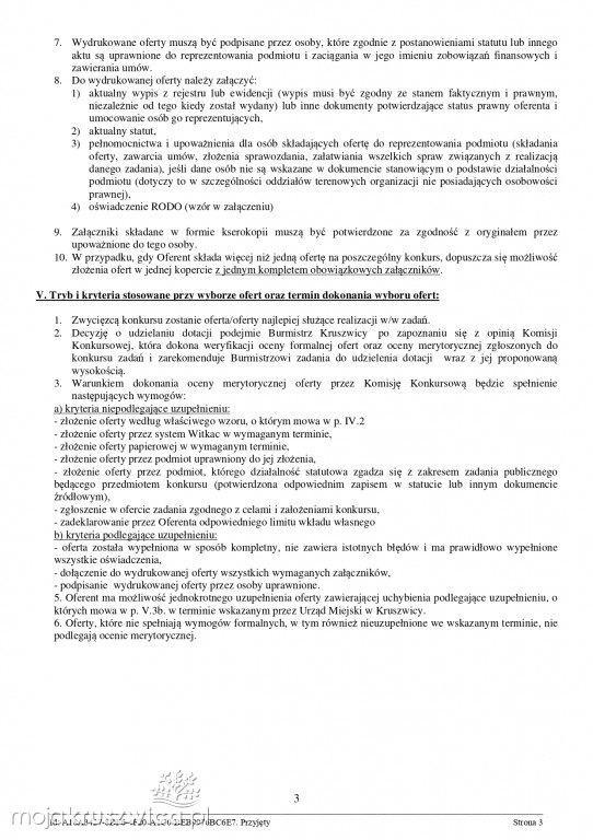 Jest zarządzenie Burmistrza Kruszwicy w sprawie otwartych konkursów ofert