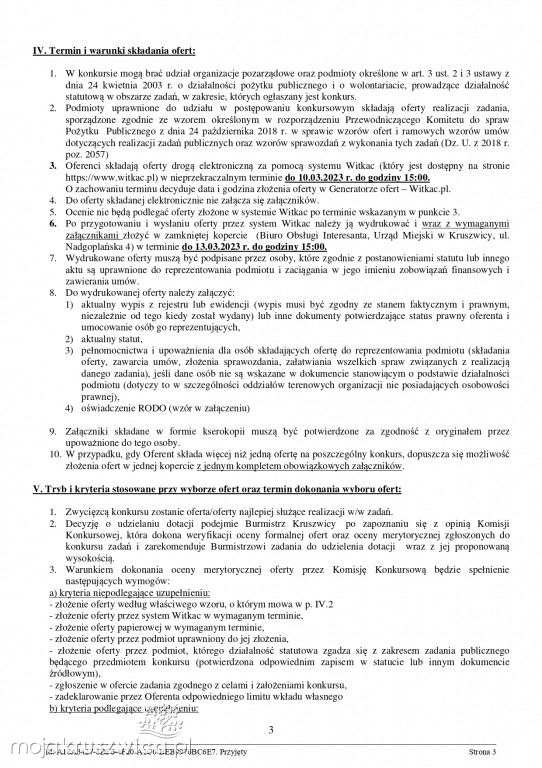 Jest zarządzenie Burmistrza Kruszwicy w sprawie otwartych konkursów ofert