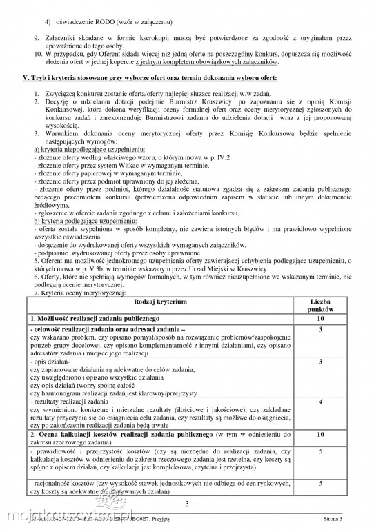 Jest zarządzenie Burmistrza Kruszwicy w sprawie otwartych konkursów ofert