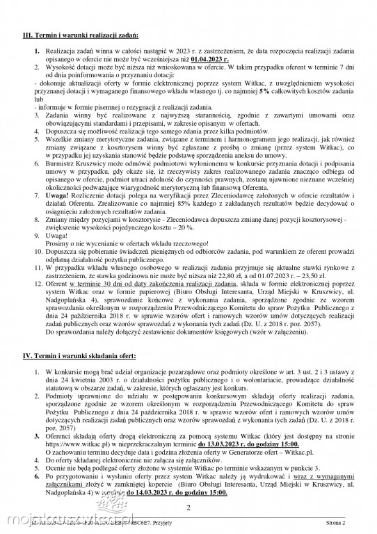 Jest zarządzenie Burmistrza Kruszwicy w sprawie otwartych konkursów ofert