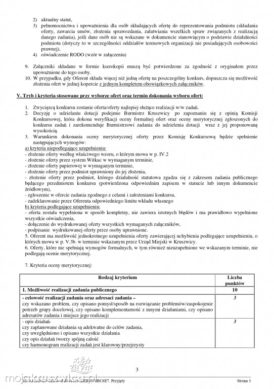 Jest zarządzenie Burmistrza Kruszwicy w sprawie otwartych konkursów ofert