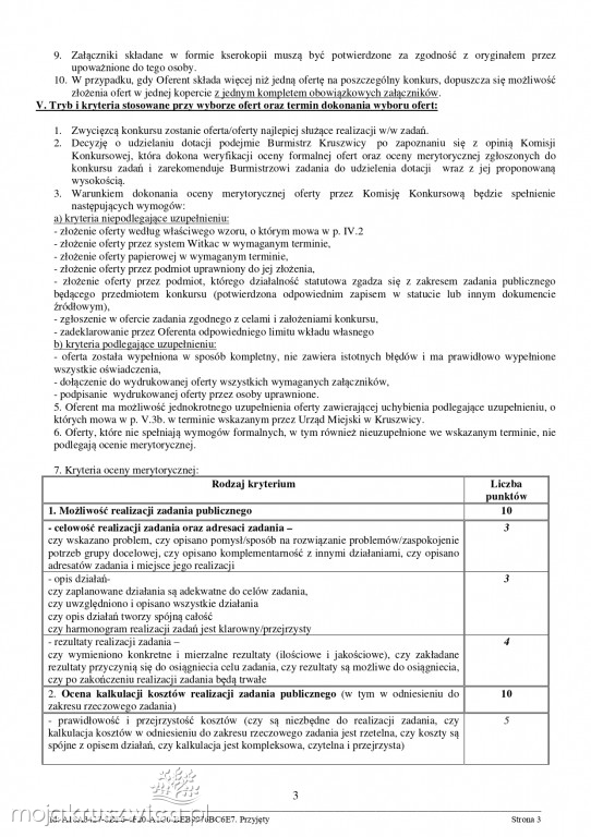 Jest zarządzenie Burmistrza Kruszwicy w sprawie otwartych konkursów ofert