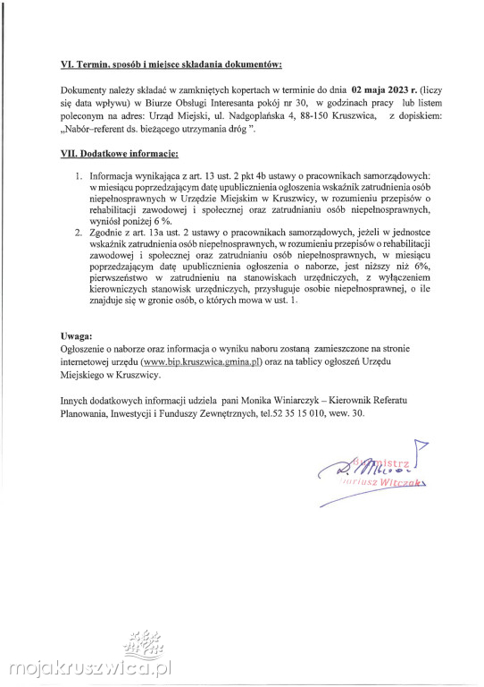 Ogłoszenia na stanowiska urzędnicze w Kruszwicy [OFERTY]