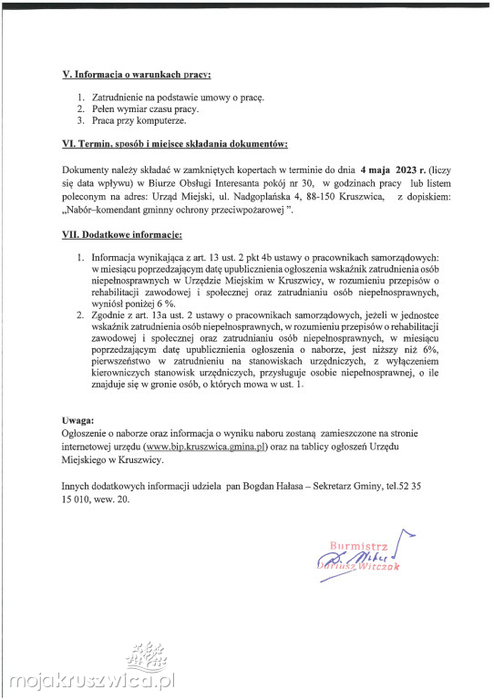 Ogłoszenia na stanowiska urzędnicze w Kruszwicy [OFERTY]