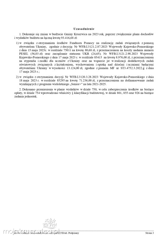 Zmiany w budżecie Gminy Kruszwica. Jest zarządzenie burmistrza