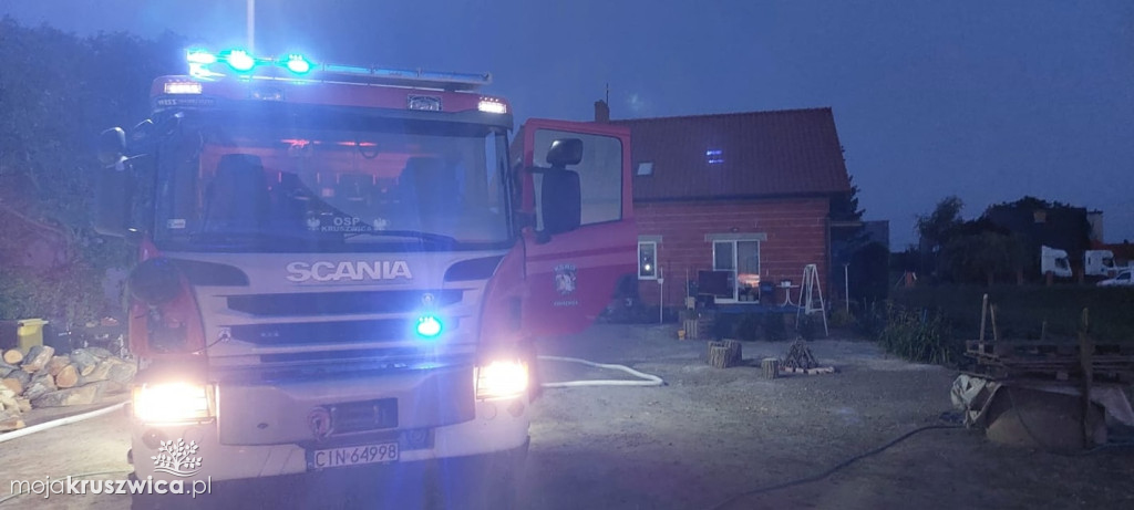 Nocny pożar budynku gospodarczego przy ulicy Dobrej w Kruszwicy