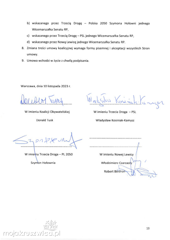  Partie polityczne podpisały umowę koalicyjną. O czym mówi?