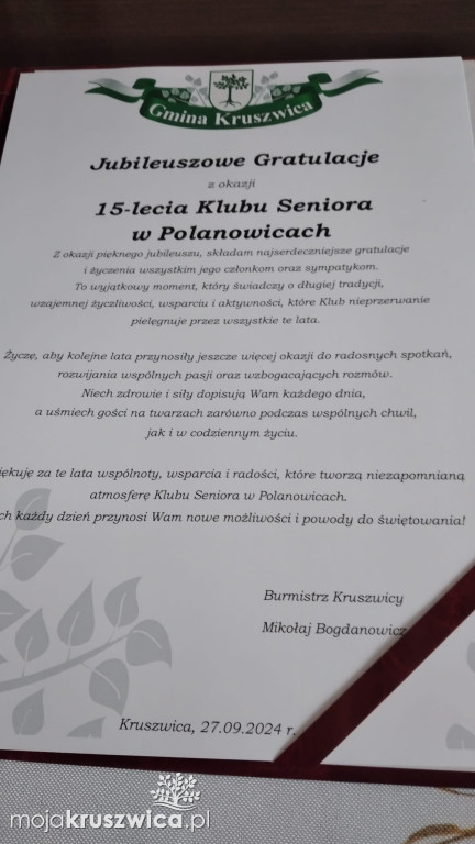 15 lat Klubu Seniora w Polanowicach!