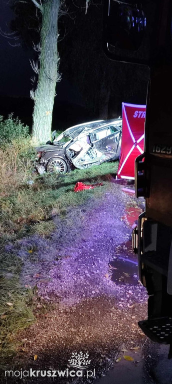 Śmiertelny wypadek w Szarleju: Samochód dachował i uderzył w drzewo [FOTO]