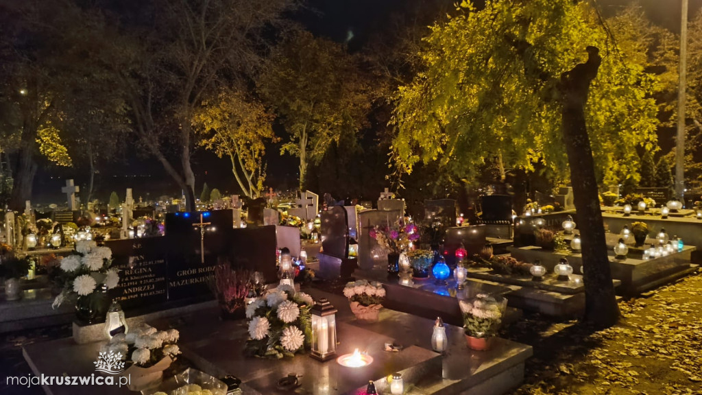 Dzień Wszystkich Świętych: Na kruszwickim cmentarzu płonie tysiące zniczy [FOTO]