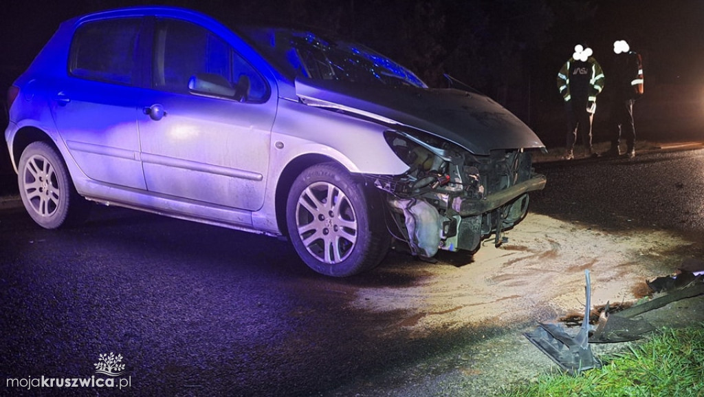 Poranny wypadek w Bródzkach pod Kruszwicą. Samochód uderzył w drzewo