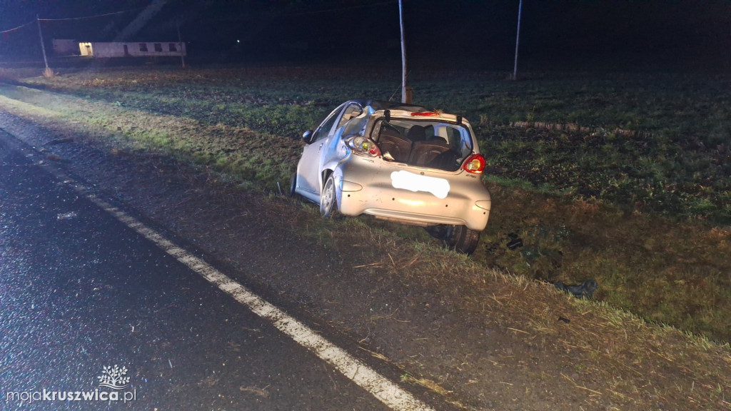 Samochód osobowy wjechał do rowu w Grodztwie – jedna osoba trafiła do szpitala