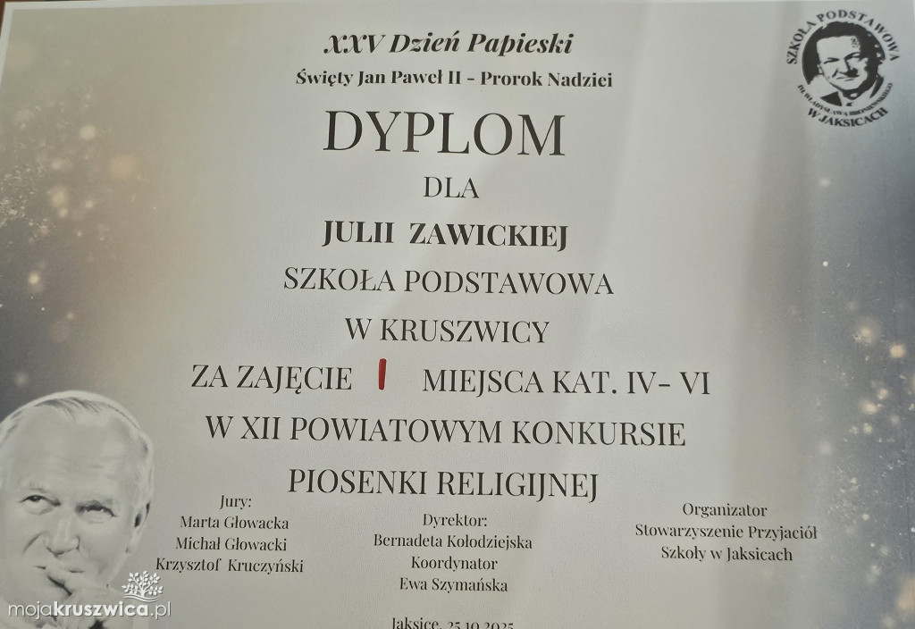 Sukces uczennicy Szkoły Podstawowej nr 1 w powiatowym konkursie