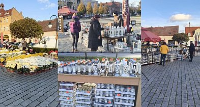 Na kruszwickim rynku trwa handel zniczami i kwiatami [FOTO]-46961