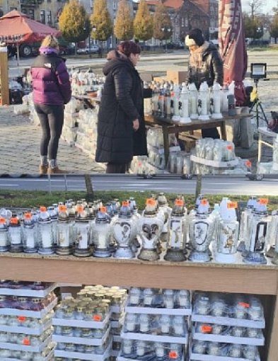 Na kruszwickim rynku trwa handel zniczami i kwiatami [FOTO]-46961