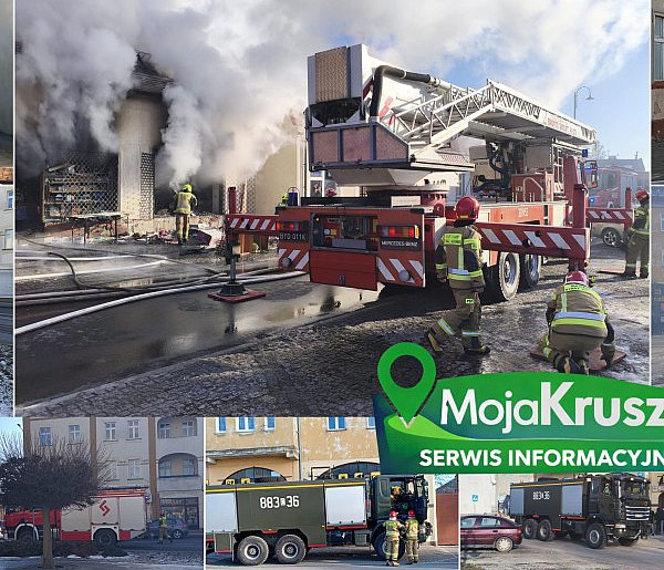 Pilne: Pożar w centrum Kruszwicy. Ogień w jednym ze sklepów [VIDEO]