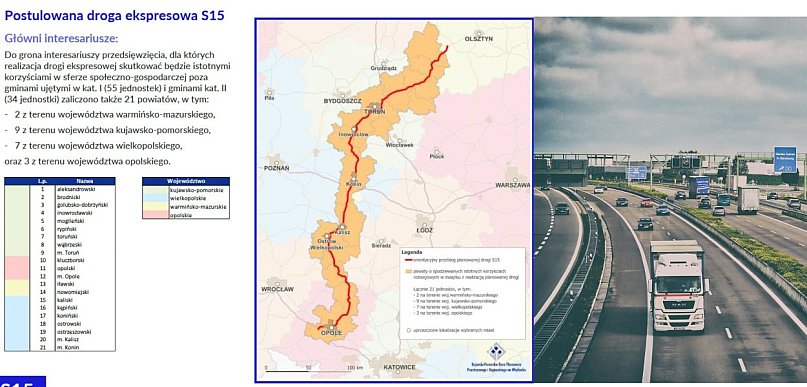 Koncepcja przebiegu S-15 w dokumentach Urzędu Marszałkowskiego. Jak to wygląda?
