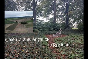 Cmentarz ewangelicki z jeziorem Gopło w tle - Rusi